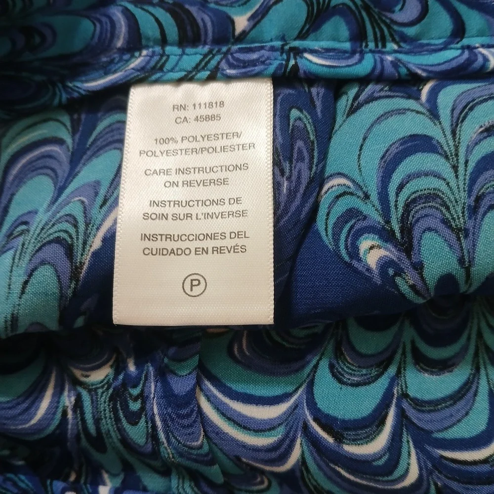 Michael Kors Short Skirt‎ Blue/TealPrint WaterfallFront Soft Pleats Sz 10P